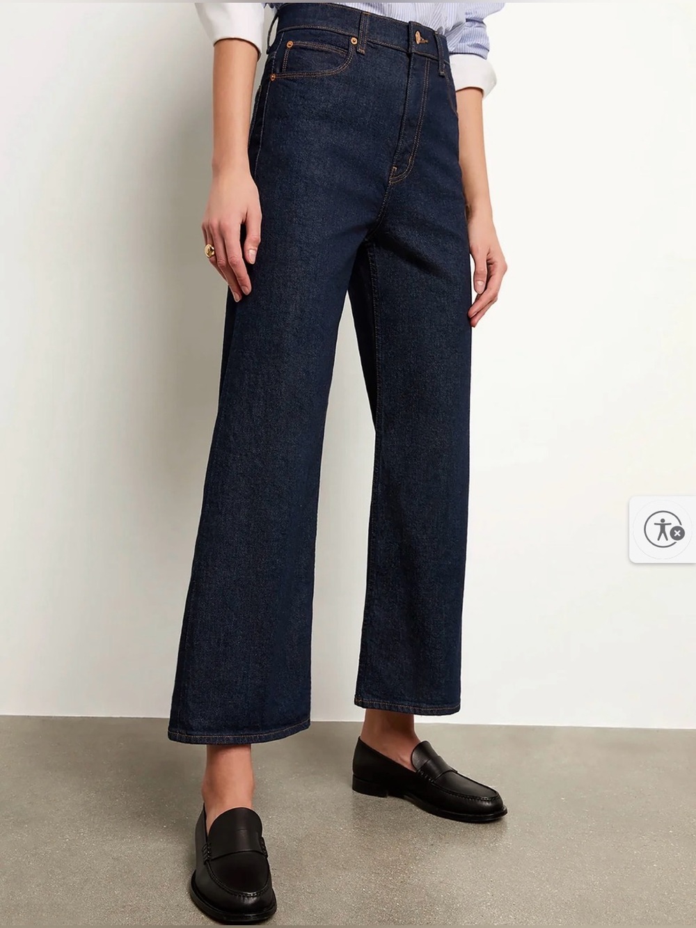 Jamie Haller “Wide A leg Jean” in dark denim